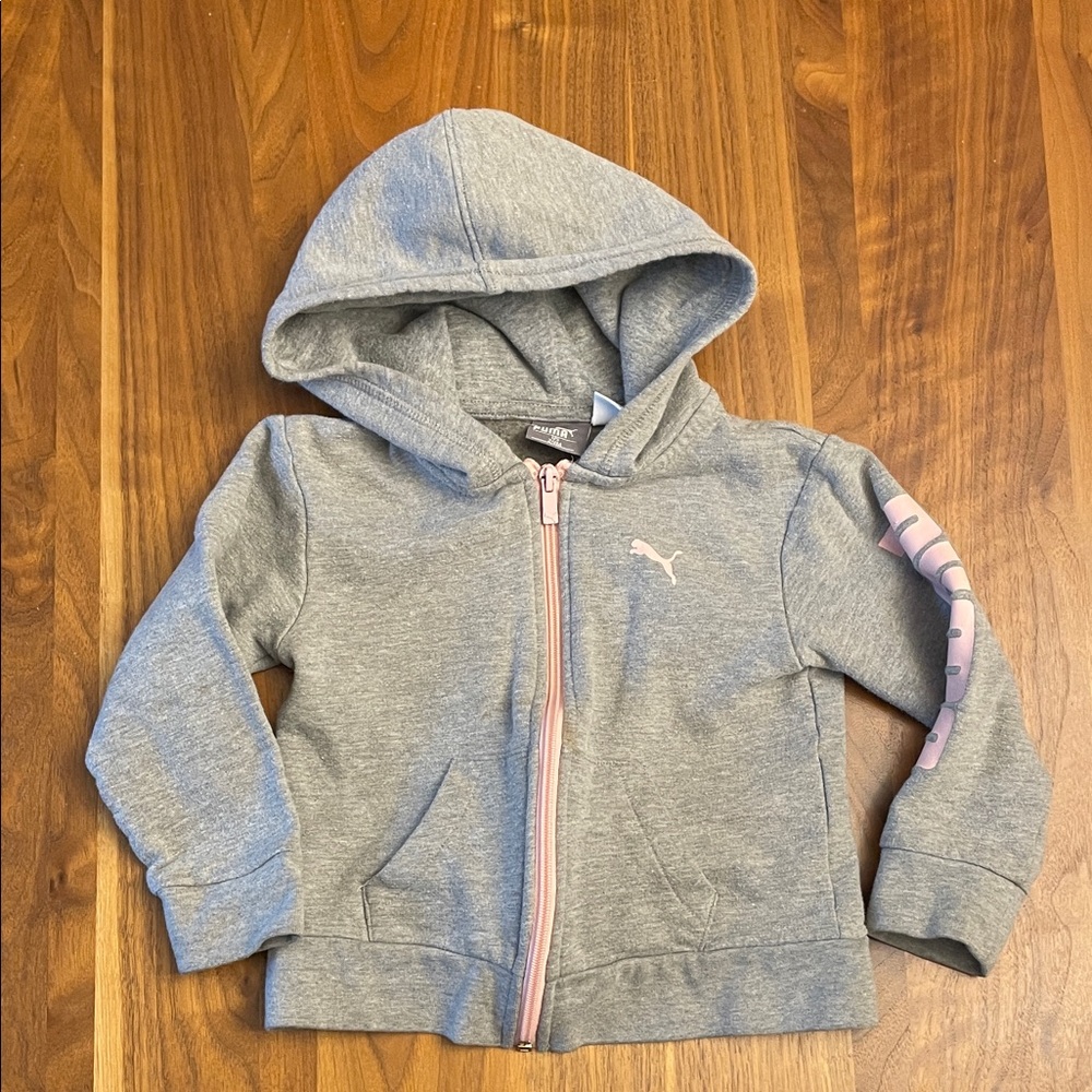 Puma Gray and Pink Kids Hoodie